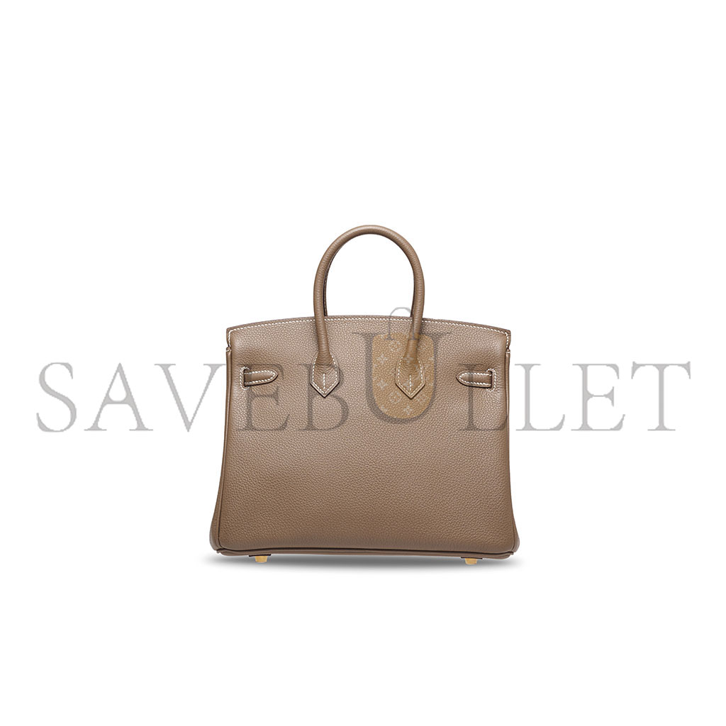 H**mes master birkin 25 epsom leather milk tea gold buckle handbag 631655 (25*20*13cm)